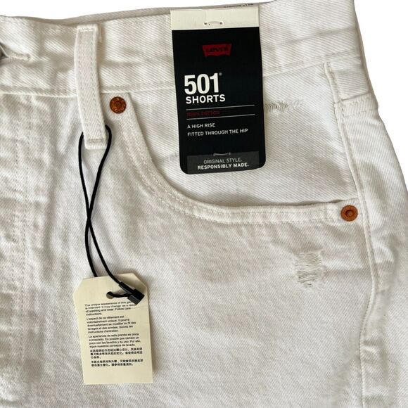 Levi's Premium 501 Button-Fly Big E High Rise Waterless Denim Shorts - Sz 31 NWT - Picture 2 of 12